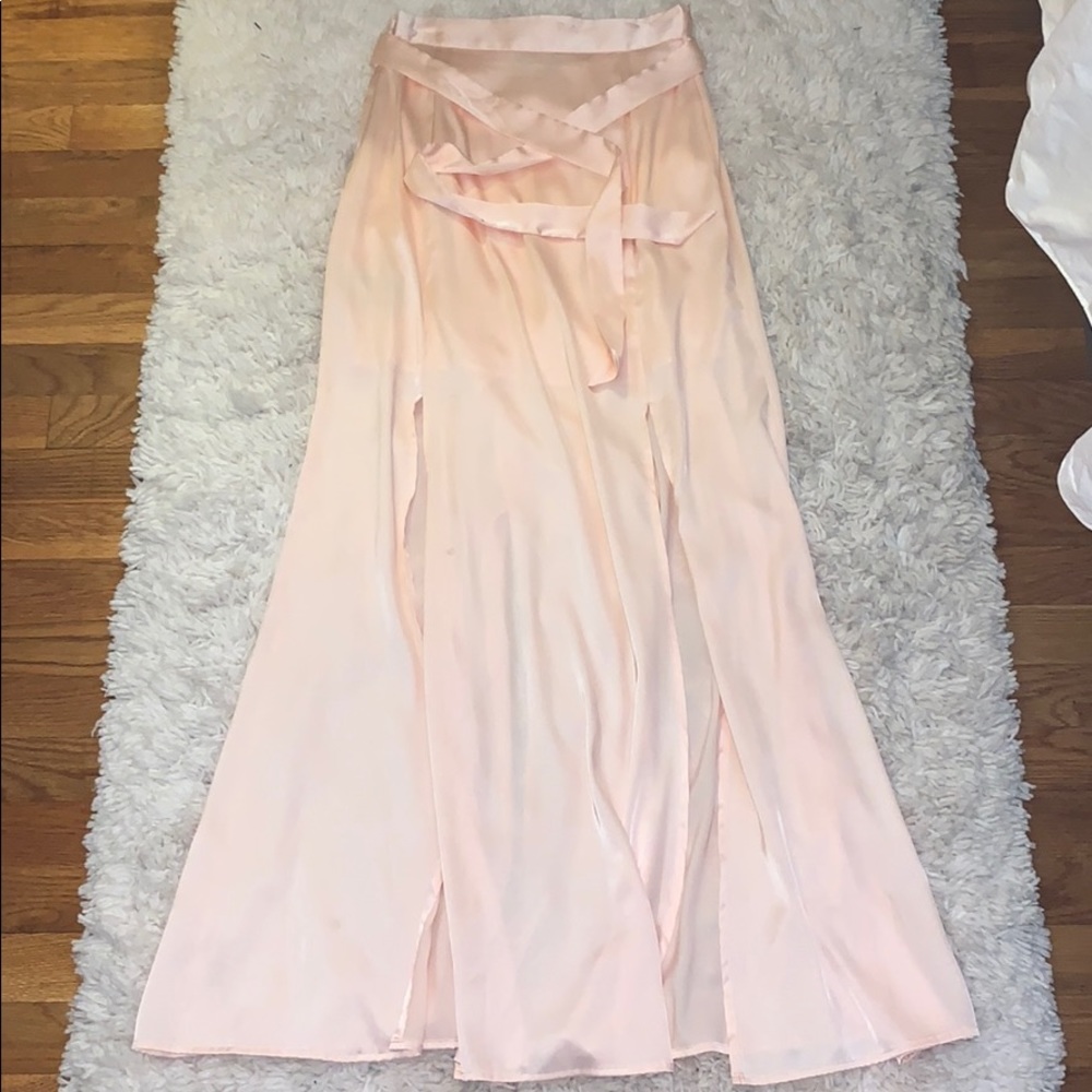 Bebe Pink Silk Maxi Skirt